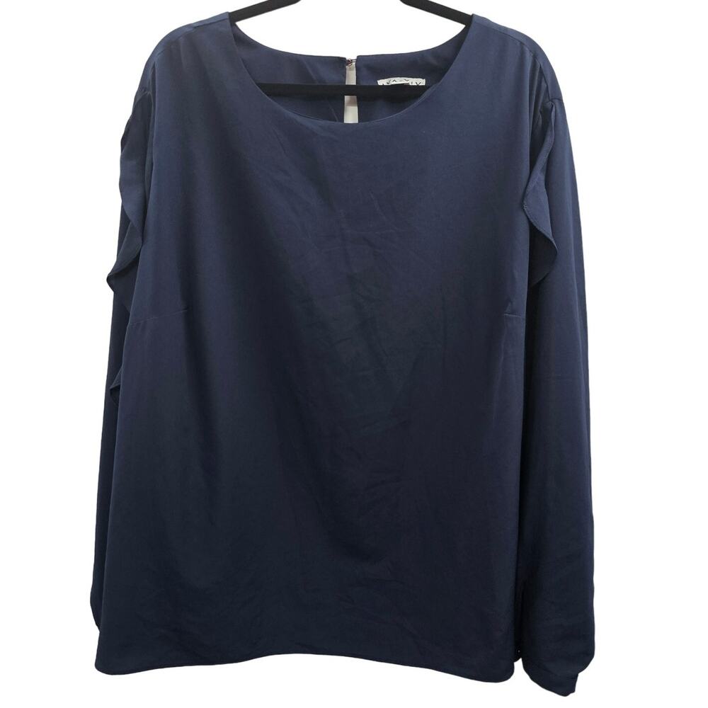 Ava & Viv Top Womens Size 4X Plus Size Tunic Blue Shirt Long Sleeve Work Career